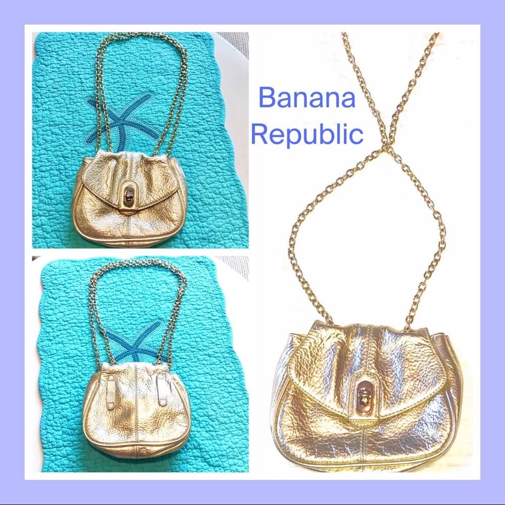 🆕 Banana Republic Gold Metallic Crossbody Purse